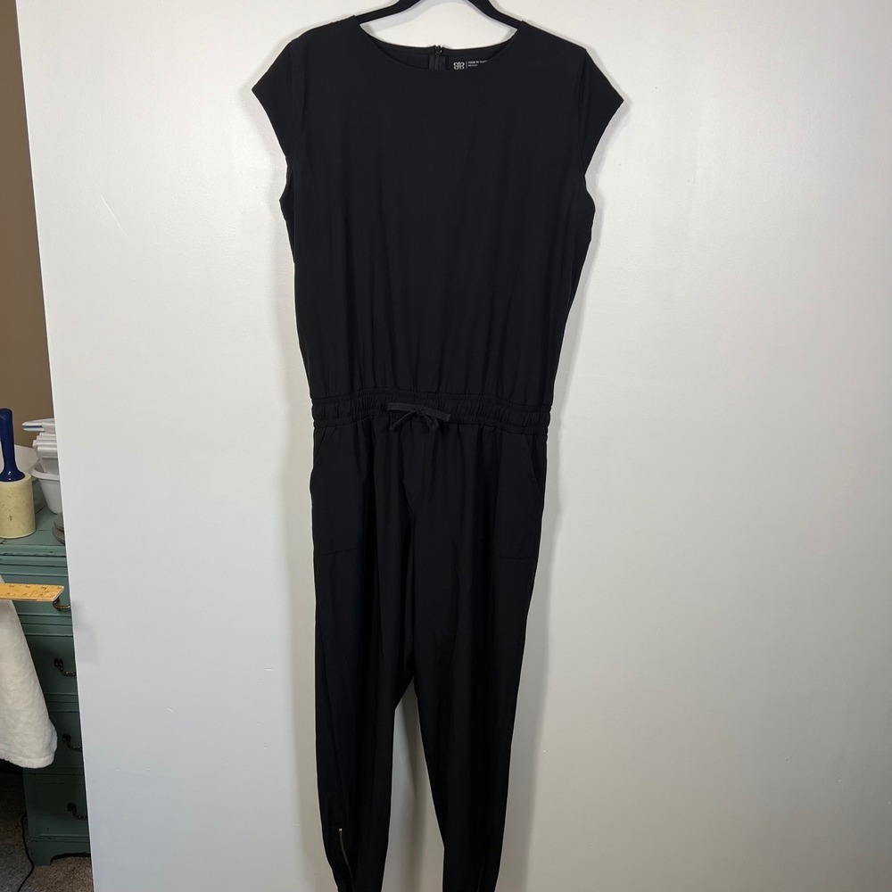 Albion Womens Jetset Jumpsuit Black Athleisure Travel Gorpcore Size L